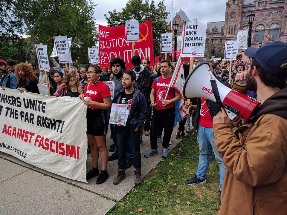 CanadaMarxists's tweet photo. Fightback at the Unite Against Facism Rally #unityto #cdnpoli #TOpoli #canlab #RefugeesWelcome #socialism https://t.co/U2SUT8A5g0