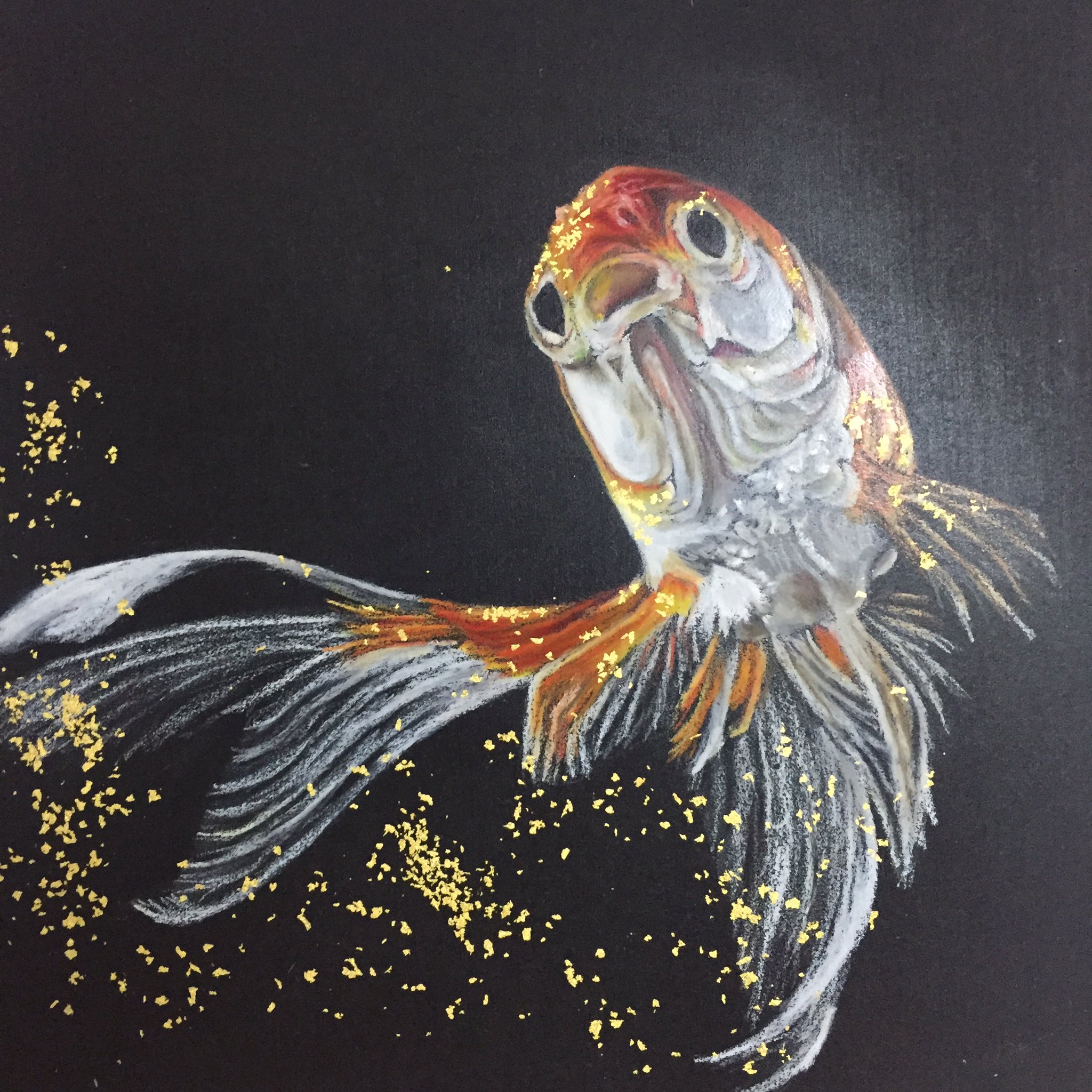 金魚/ひょうたん/開運/幸運/福/ハンドメイド /チョークアート/絵画