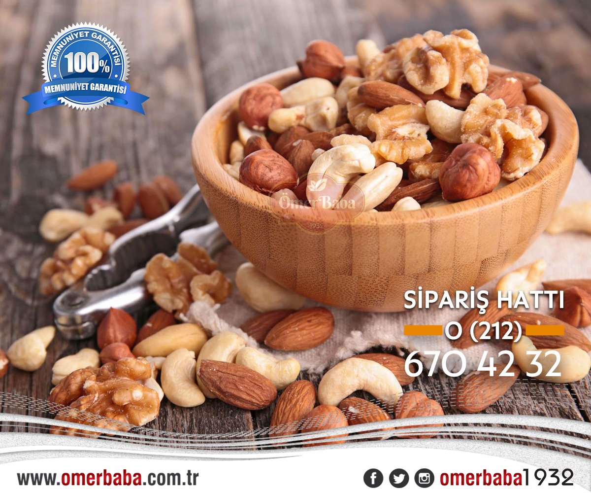 Zengin magnezyum kaynaklarından #badem, #fındık, #ceviz gibi kuruyemişler kemik yoğunluğunu artırmaya yardımcıdır. omerbaba.com.tr