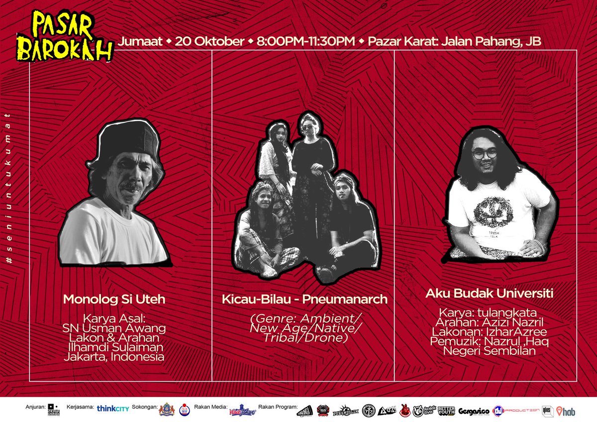 SekutuGhuraba's tweet photo. @pesta_ngulor @johorevent @duyong_art @koyokiemuzik @Kolektivis @JohorYouthHub @thedailyseni @kakiseni @SisiSeni @dfyarmy Okay jom tgk 20okt/first week #pasarbarokah adee mendeee https://t.co/HBE056vPK4