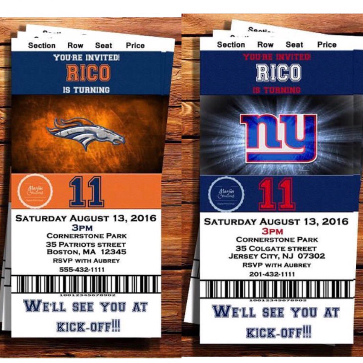 MarjinCreations's tweet photo. #sundaynightfootball #broncos #giants #denver #newyork #denverbroncos #newyorkgiants #footballinvitations #nfl #ticketinvitation https://t.co/fekvd6CBcy