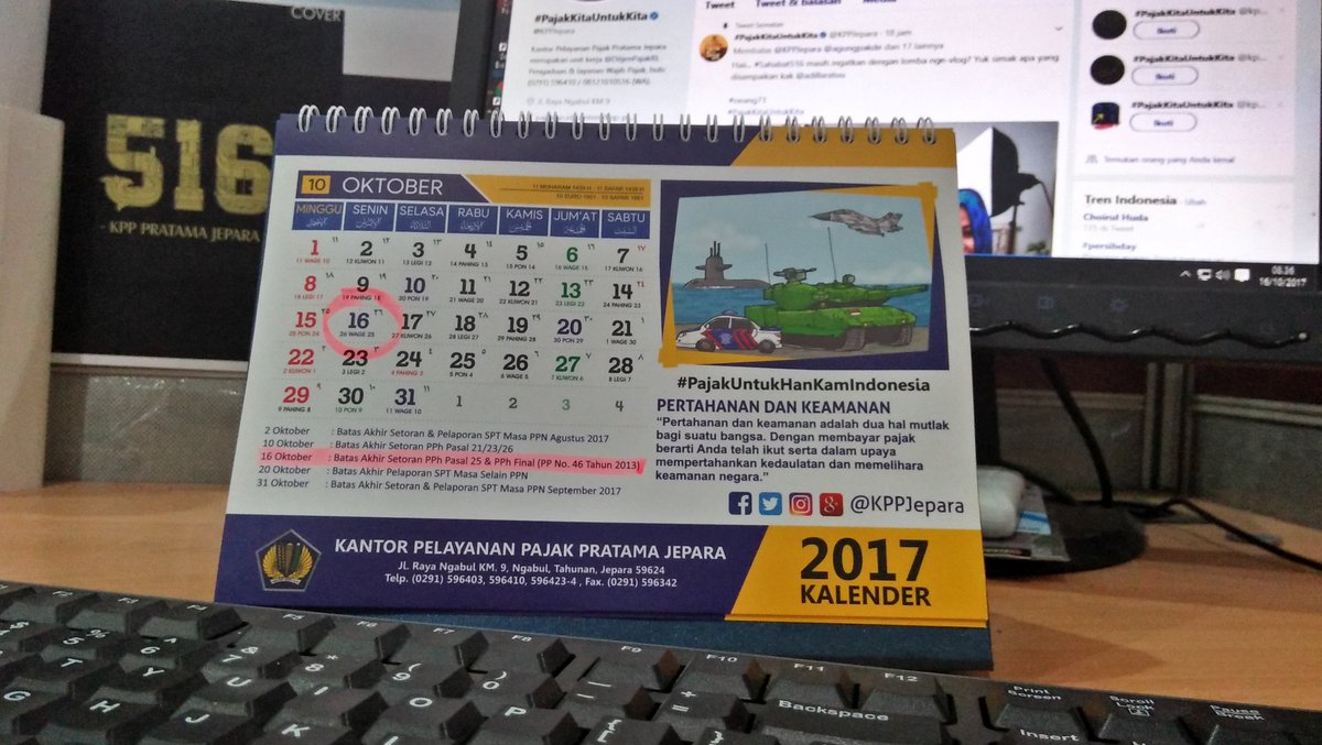 <a href="/KemenkeuRI/">#UangKita</a> <a href="/DitjenPajakRI/">#PajakKitaUntukKita</a> <a href="/PajakJateng1/">#PajakKitaUntukKita</a> <a href="/pandupajak/">#LiterasiFinancial</a> <a href="/PajakMania/">PajakMania</a> <a href="/endaryono/">#DirumahAja</a> <a href="/ISuwandio/">Irawan Suwandio</a> <a href="/kring_pajak/">#PajakKitaUntukKita</a> <a href="/jeparakabgoid/">Pemkab Jepara</a> <a href="/provjateng/">Provinsi Jawa Tengah</a> Dan kembali mengingatkan bahwa hari ini adalah batas akhir penyetoran PPh pasal 25. Jangan sampai lupa yak ☺👍 #PajakKitaUntukKita