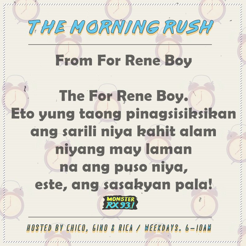 RX931's tweet photo. TOP TWEET FOR #TypesOfCommuters π
@RX931 #IAmAMonster #TheMorningRush https://t.co/4CTkZoDDyE