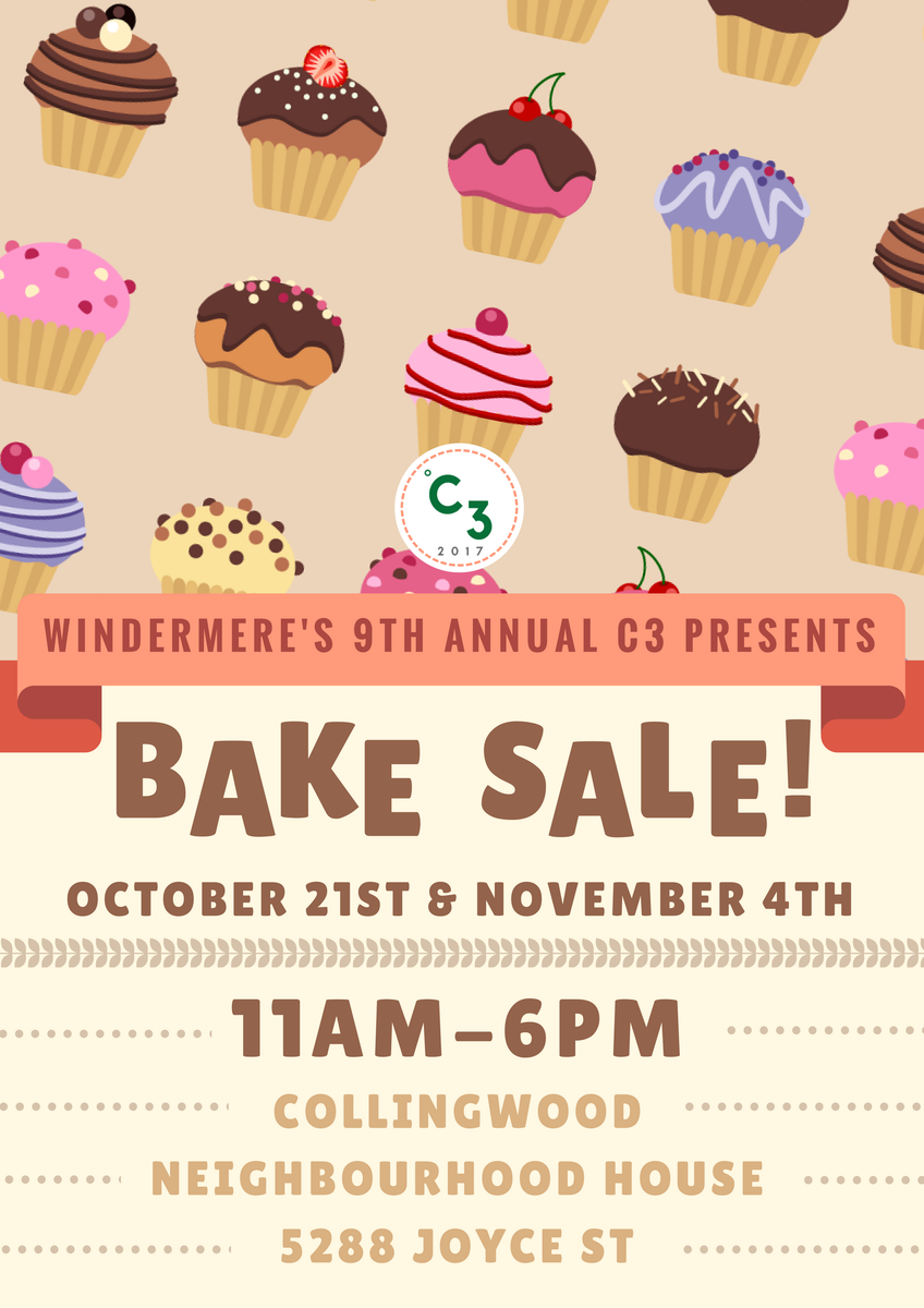 c3vancity's tweet photo. Calling all pastry lovers and baked goods enthusiasts! We'll be having our first bake sale this Saturday, Oct. 21st! Check it out! #c32017 https://t.co/L2bTIKG2W5
