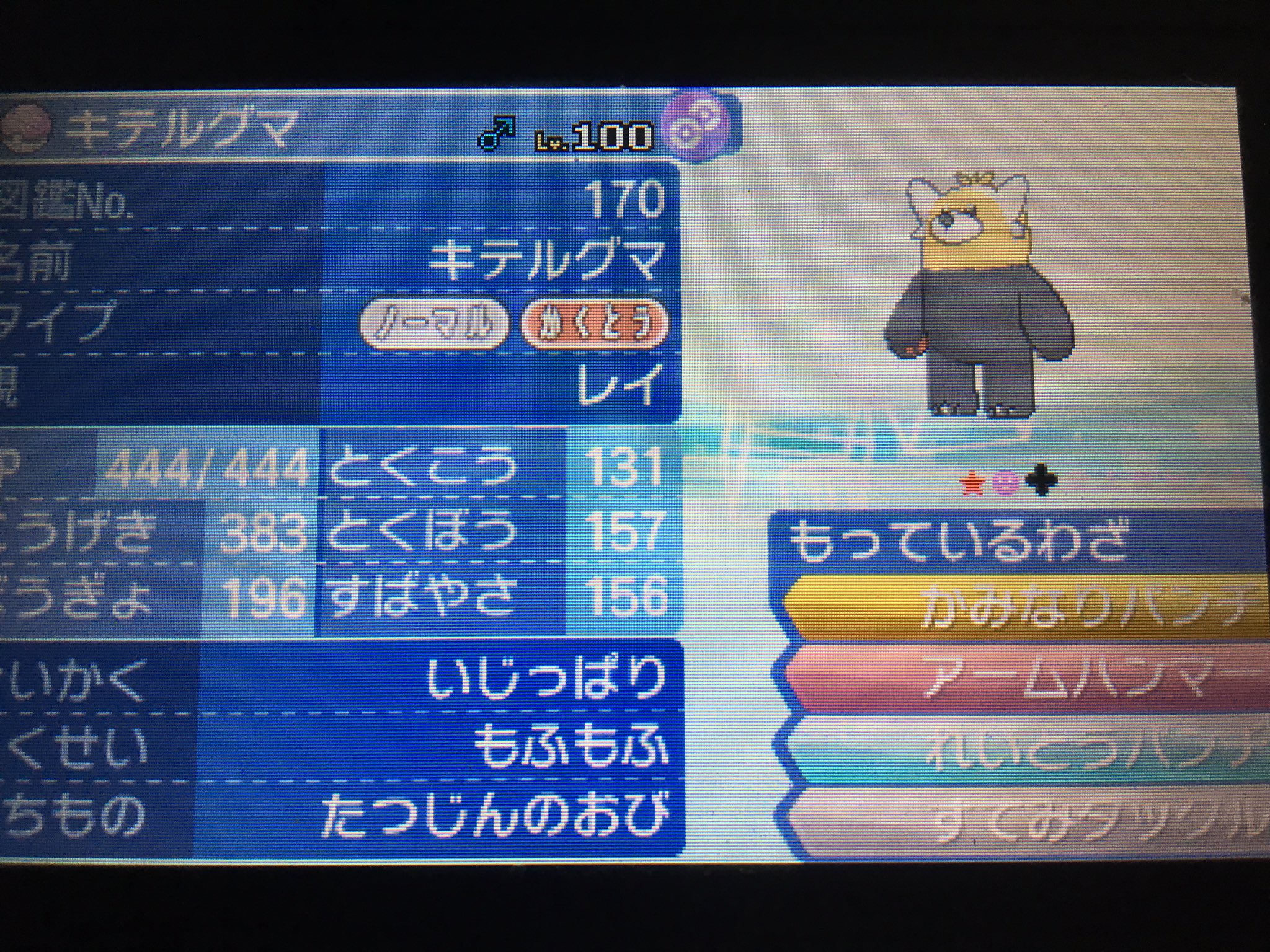 老獅子 老レオ めざ氷ドランとゴツメクレセはいいとして他4匹のポケモン紹介 リングマ 火力はトップ技範囲も広いため大半のポケモンを見れる 尚トリル化 キテルグマ 2色パンチを使えとにかく相手の弱点の技を使う 物理耐久はある ツンベアー 熊で