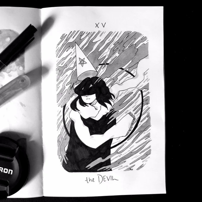 day 16 - the devil ? #taroctober #inktober2017 #inktober 