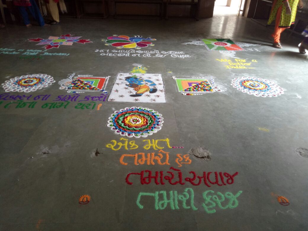 Students From D.D.GIRLS &amp; R.J.J HIGH SCHOOL Make Election Awareness Rangoli.
#GujaratElections #CEOGujarat #GujaratElections2017 #BeCounted