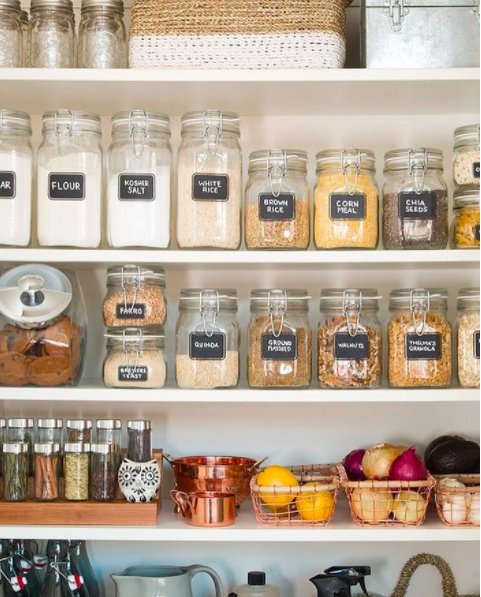 Dream kitchen pantry! Organising containers can make the world of a difference to a cluttered space. (credit to Pinterest Beneath My Heart)