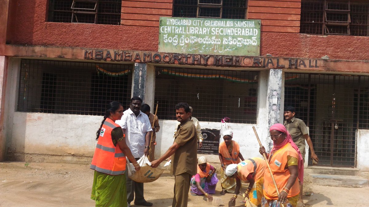 DC_Begumpet's tweet photo. @GHMCOnline @SwachhBharatGov # My clean India drive towards swachata cleaning  at Adaiah nagar library begumpet -Dc &amp;Staff, volunteers https://t.co/g3dmKSHbsA