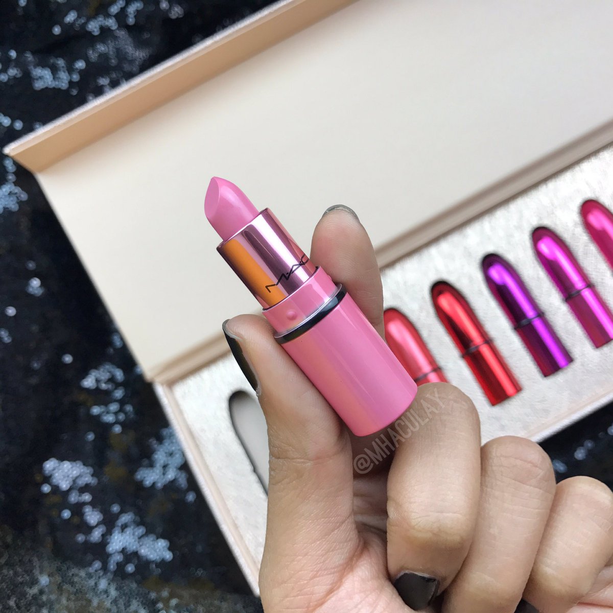 MHACulay's tweet photo. ❄️#Shade1: #PartyCommencing
~it's a baby pink color which I personally think is best suited for those with fair skin tones. #maccosmetics https://t.co/0I7d7kWiak