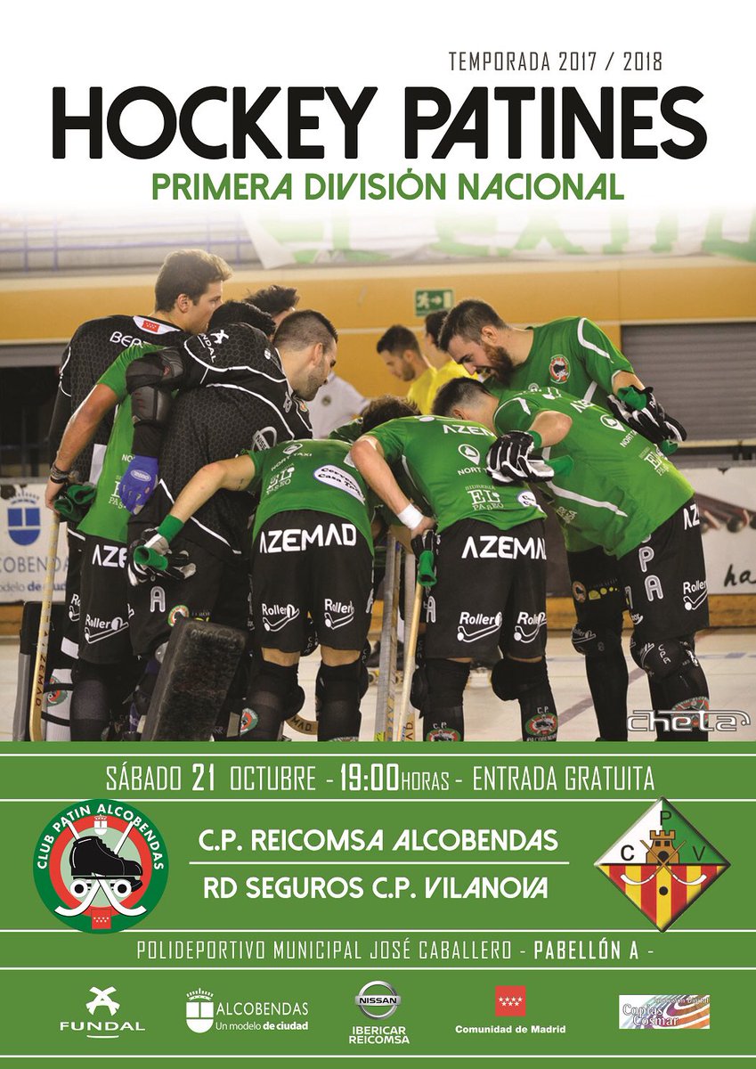 ClubPAlcobendas's tweet photo. OKPrimera | Vuelve el espectáculo sobre ruedas al Jose Caballero!! @ClubPAlcobendas Vs @cpvilanova no te lo pierdas ven al Hockey #ForzAlco https://t.co/UAB2CQGlY5