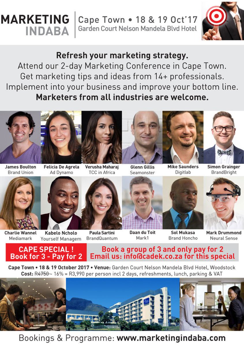 Big_Events's tweet image. Cape Town Marketers... Its time to register for @MarketingIndaba @CapeTown Info &amp;amp; Bookings at: bit.ly/1O6J99X