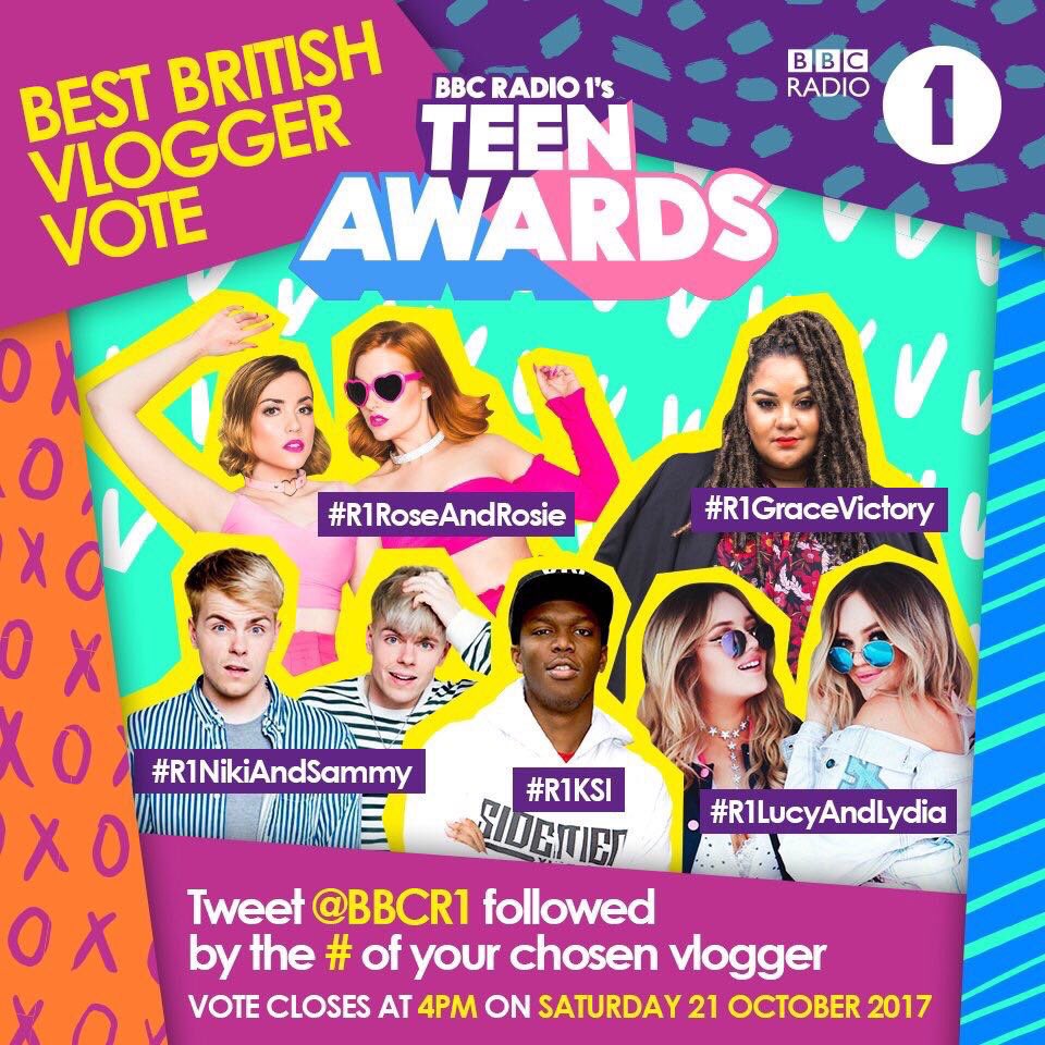 GraceFVictory's tweet photo. I've been nominated for Best British Vlogger at the #R1TeenAwards 
I AM GASSSEEDDD ARE YOU MAAD 😮 To vote: Tweet #R1GraceVictory at @BBCR1 https://t.co/cgFHCJOXqv