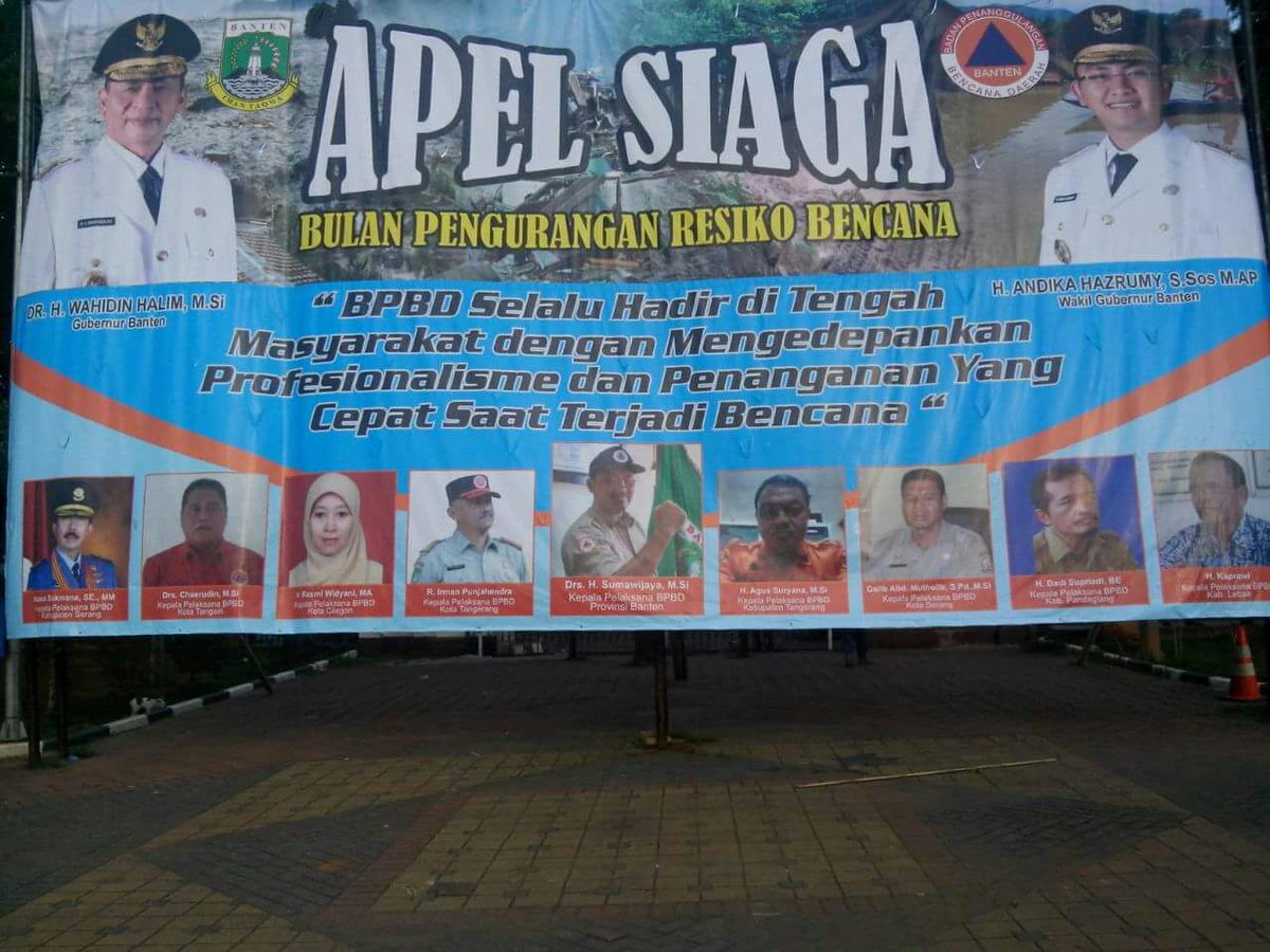 Apel Siaga Bulan Pengurangan Resiko Bencana. Tk.Provinsi Banten. <a href="/Sutopo_BNPB/">Sutopo</a> <a href="/bpbd_tng/">BPBD Kota Tangerang</a> <a href="/BNPB_Indonesia/">BNPB Indonesia</a> <a href="/SouthTangerang/">Tangerang Selatan</a> <a href="/dprdtangselkota/">dprdtangselkota</a>