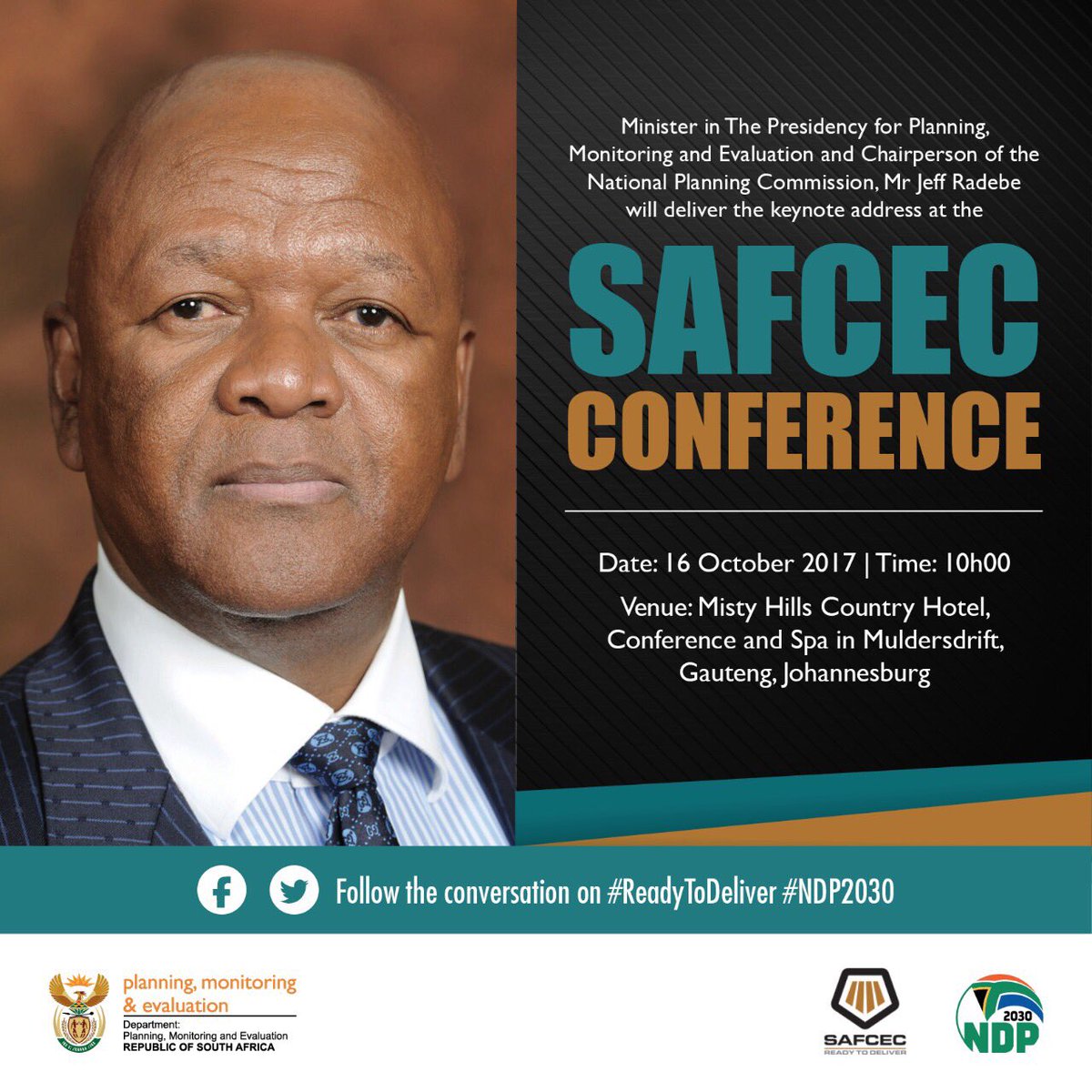 DpmeOfficial's tweet photo. @radebe_jeff to deliver keynote address at SAFCEC conference today at 10:00,Misty Hills Hotel @GCISMedia @SAgovnews#NDP2030 #ReadyToDeliver https://t.co/UXzj155Iya