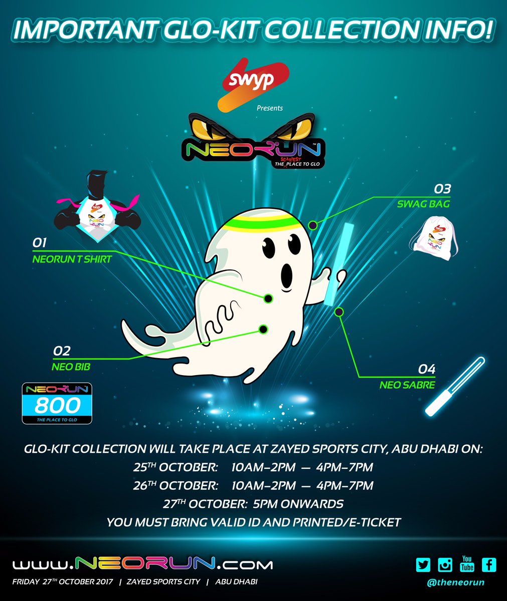 TheNeoRun's tweet photo. Listen up! Important information on how to collect your GLOKIT! #TheNeorun #ZayedSportsCity @swypuae https://t.co/371R7jlVNe