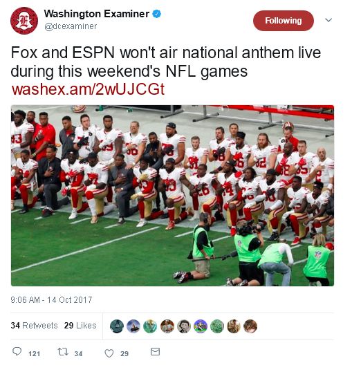 Fox & ESPN won't air National Anthem