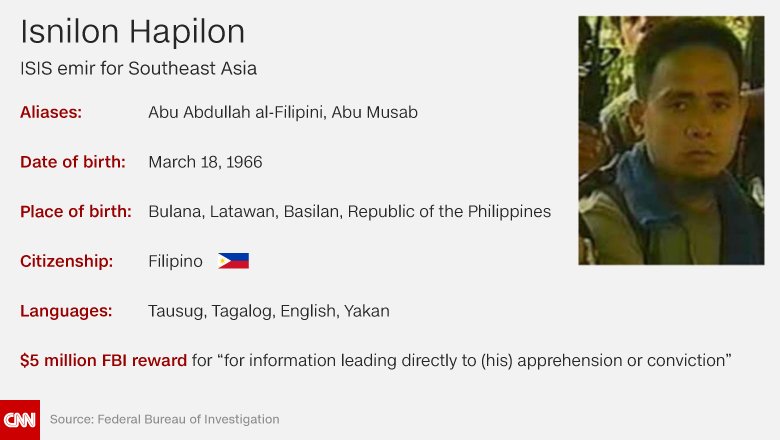 CNN's tweet photo. Two key ISIS-affiliated leaders have been killed in the Philippines' southern city of Marawi, official says https://t.co/e60biZNmOo https://t.co/CBNirYBbDo