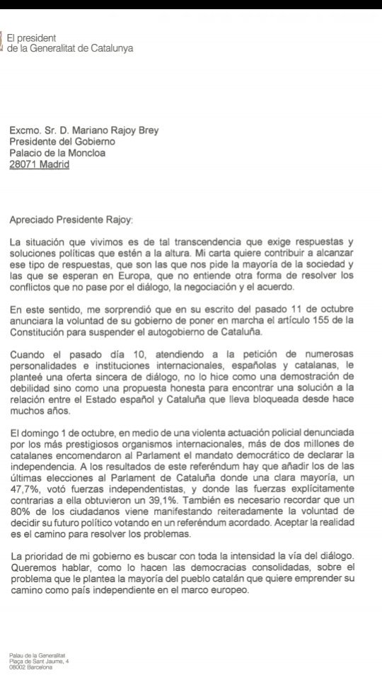 PauladeLasHeras's tweet photo. Puigdemont no dice que  haya proclamado la independencia. Habla otra vez de la "suspensión del mandato" de las urnas @ColpisaNoticias https://t.co/Y4H9BXOkKl