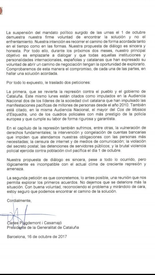 PauladeLasHeras's tweet photo. Puigdemont no dice que  haya proclamado la independencia. Habla otra vez de la "suspensión del mandato" de las urnas @ColpisaNoticias https://t.co/Y4H9BXOkKl