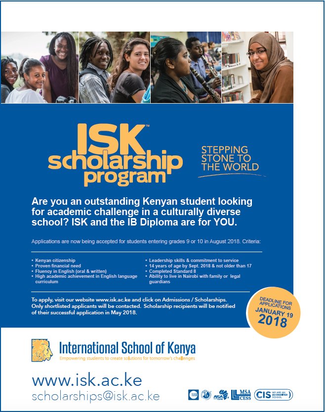 ISK Scholarships are now open!Spread the word! 
 #isklions#iskscholarships#kenya#africa#education#passion#creativity#ambition
