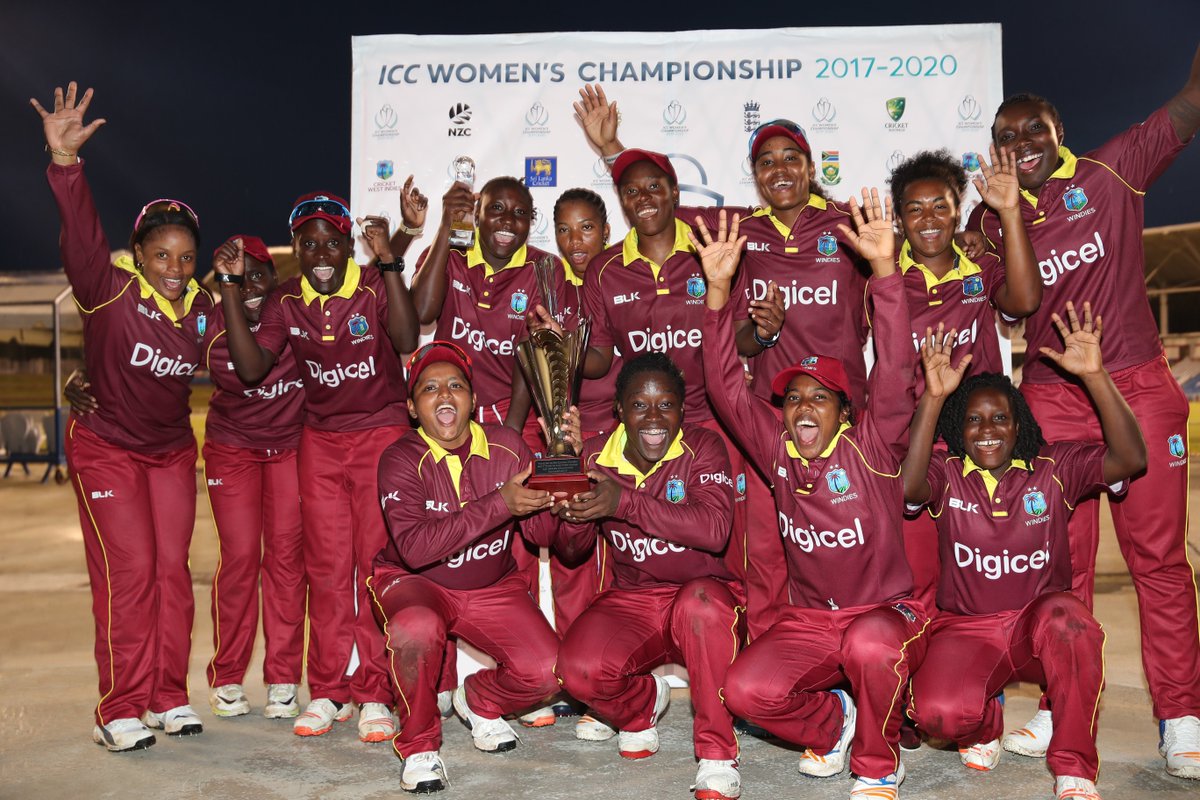 ICC's tweet photo. Stafanie Taylor starred as @windieswomen beat Sri Lanka by 40 runs to complete a perfect start to the IWC https://t.co/taUAyr7y1D #WIvSL https://t.co/6JRLCHmHrH