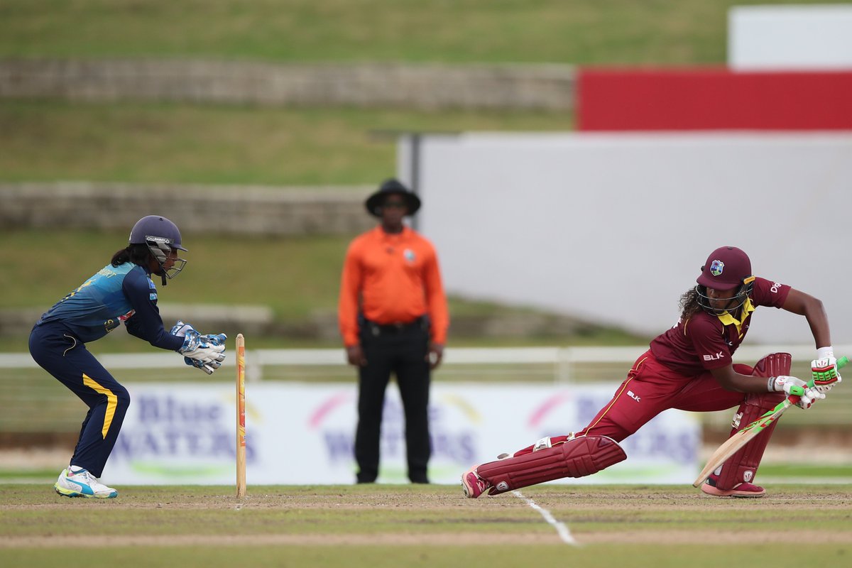 ICC's tweet photo. Stafanie Taylor starred as @windieswomen beat Sri Lanka by 40 runs to complete a perfect start to the IWC https://t.co/taUAyr7y1D #WIvSL https://t.co/6JRLCHmHrH