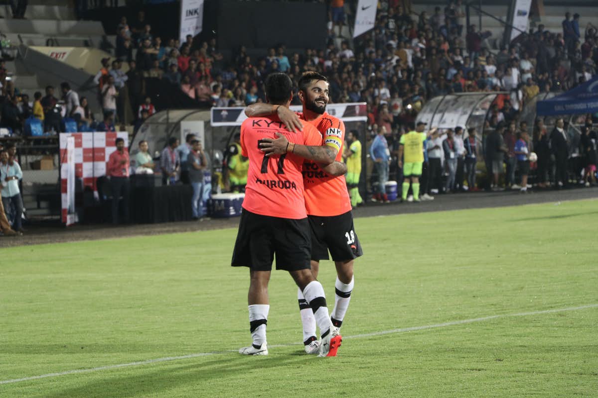 ViratGang's tweet photo. Well done @imVkohli &amp; all the people associated with #AllHeartFC for this great initiative! Fund raised to be used for VK Foundation. (1/3) https://t.co/V2KWvdb7XF