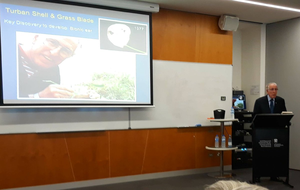 JariAKHyttinen's tweet image. Prof Graeme Clark developer of  #bionicear. From nature inspired innovation to need of multidiplinary collaborative  research @ARC_ACES