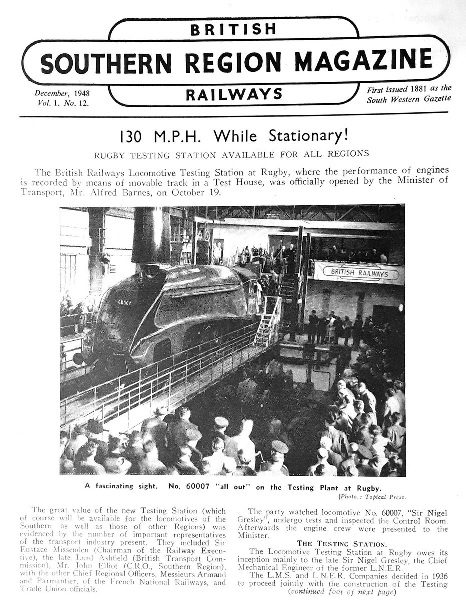 SunnySouthSam's tweet photo. October 19th 1948 newly formed British Railways opening of the Locomotive testing station at Rugby #BR #SRMagazine https://t.co/KASejCtPVH