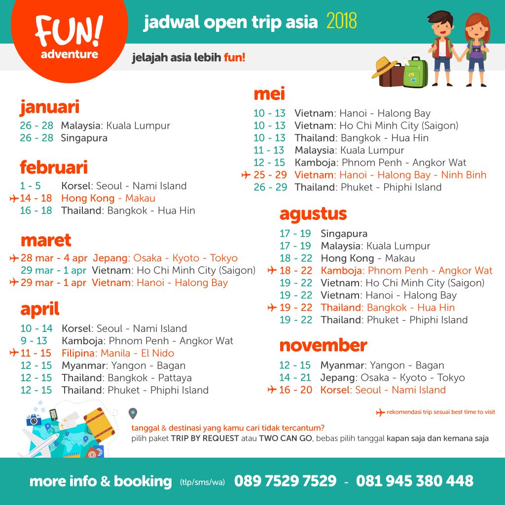 FunAdventure_'s tweet image. Jadwal gendong ransel &amp;amp; nenteng paspor tahun depan.

Udah siap keliling Asia bareng Fun Adventure? Info &amp;amp; booking: fun-adventure.com