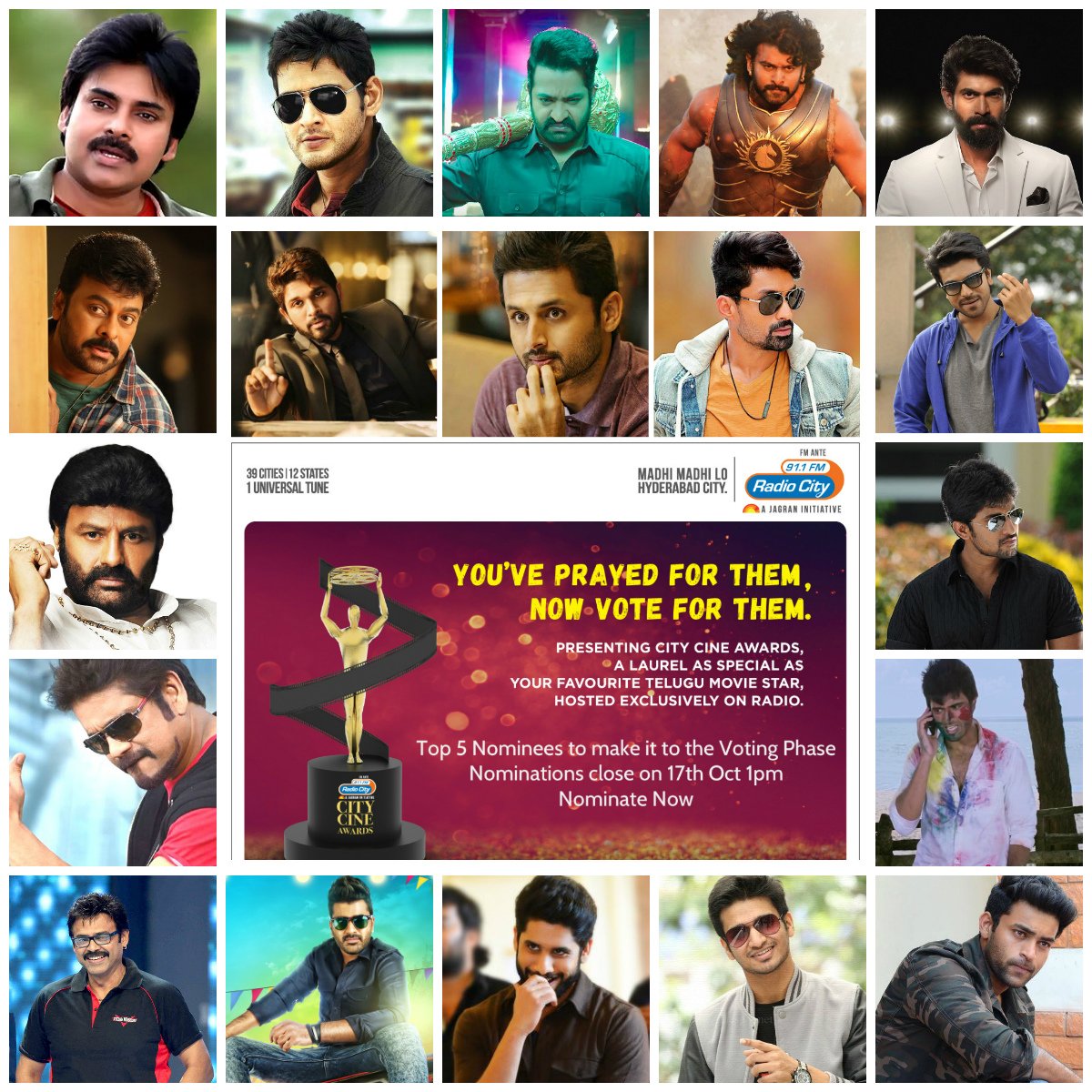 radiocityindia's tweet photo. Top5 nominees make it to #VotingPhase #RadioCityCineAwards Nominations closes #17thOct 1pm Nominate now - https://t.co/D2KZ9RHgoZ #Hyderabad https://t.co/QQMBto1MoJ