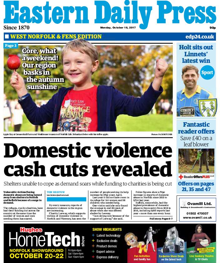 EDP24's tweet photo. Morning! Here's what's going on in #EDP24 today, including cuts to domestic violence charities and the latest on our #SaveColmans campaign. https://t.co/VADV3Ceg0I