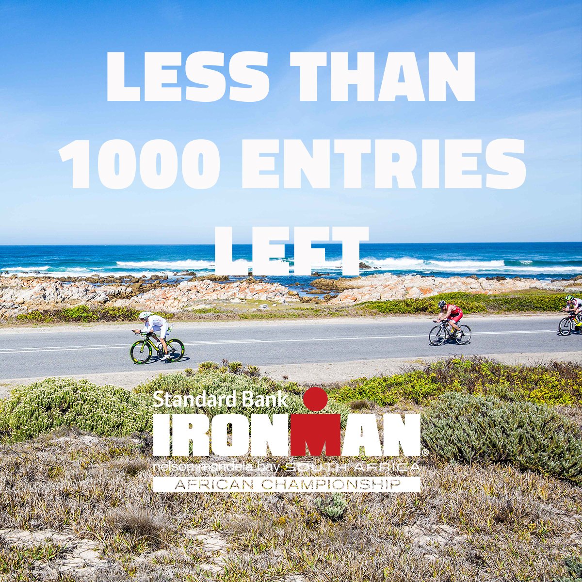 LESS THAN 1000 entries left for Standard Bank IRONMAN African Championship 2018! Register today on bit.ly/2yrzFnr