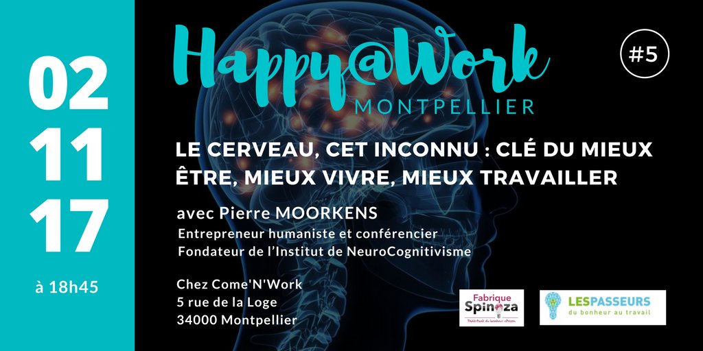 ⚡️🔜 Intervenant inédit le 02/11 pour Happy@Work #5 avc <a href="/PierreMoorkens/">Pierre Moorkens</a>  bit.ly/2ylwDSa  #neurosciences #bonheurautravail #cerveau 🧠