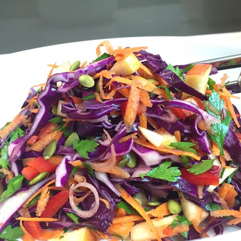 Foodwatch's tweet photo. Getting into the swing of National Nutrition Week #NNW2017 with this power-packed purple cabbage slaw. It has lots of colour #tryfor3 https://t.co/beyBLcH9Zi