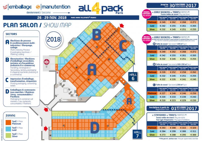 ALL4PACK's tweet photo. New stand allocation sectors have been set up for #ALL4PACK Paris 2018 (EMBALLAGE and MANUTENTION)!  ⏳📌  https://t.co/8hwhP9XmJF https://t.co/MybjghcaKI