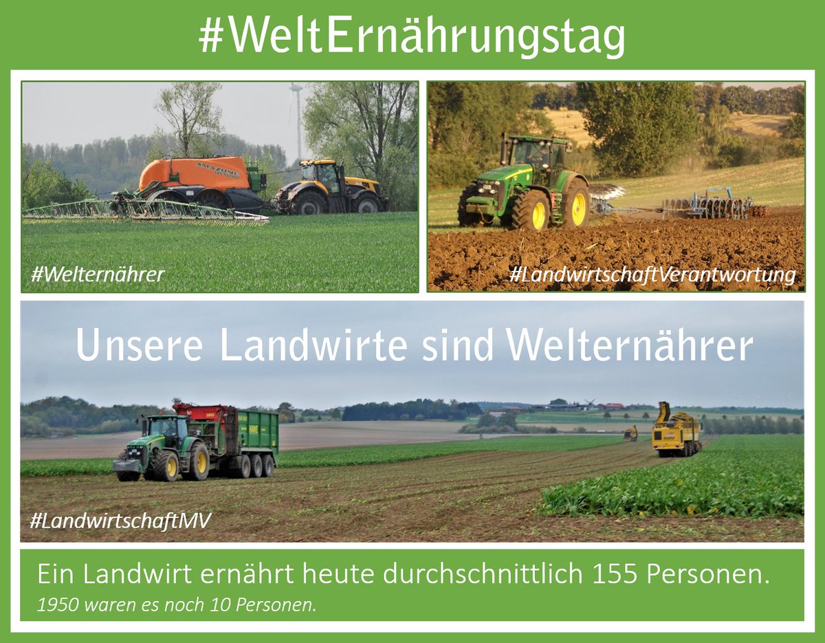 bauern_mv's tweet photo. nicht nur am #WeltErnährungstag, sondern an jedem Tag ernähren unsere Landwirte Menschen in M-V, in Deutschland und auf der ganzen Welt https://t.co/gg3IvXlJR8