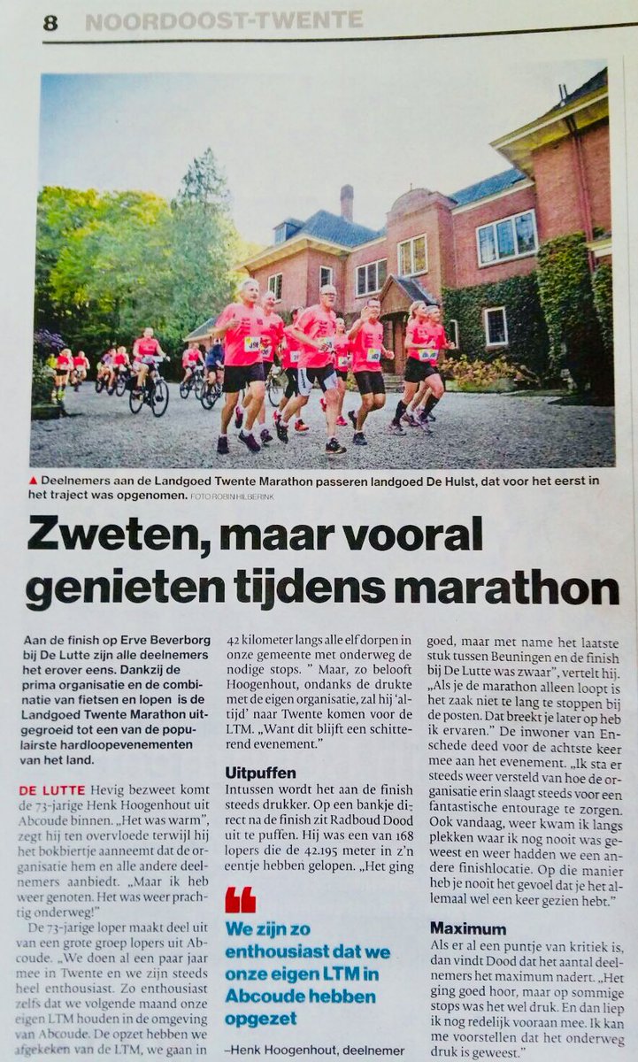 ElkeAverbeck's tweet photo. Lovend artikel @tubantia tiende editie @twentemarathon https://t.co/fuYJyE05vh