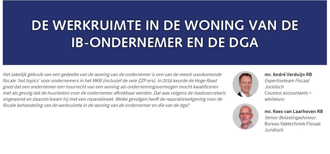 Heeft u de e-learning over de werkte ruimte in de woning van de IB-ondernemer en de dga al gelezen?