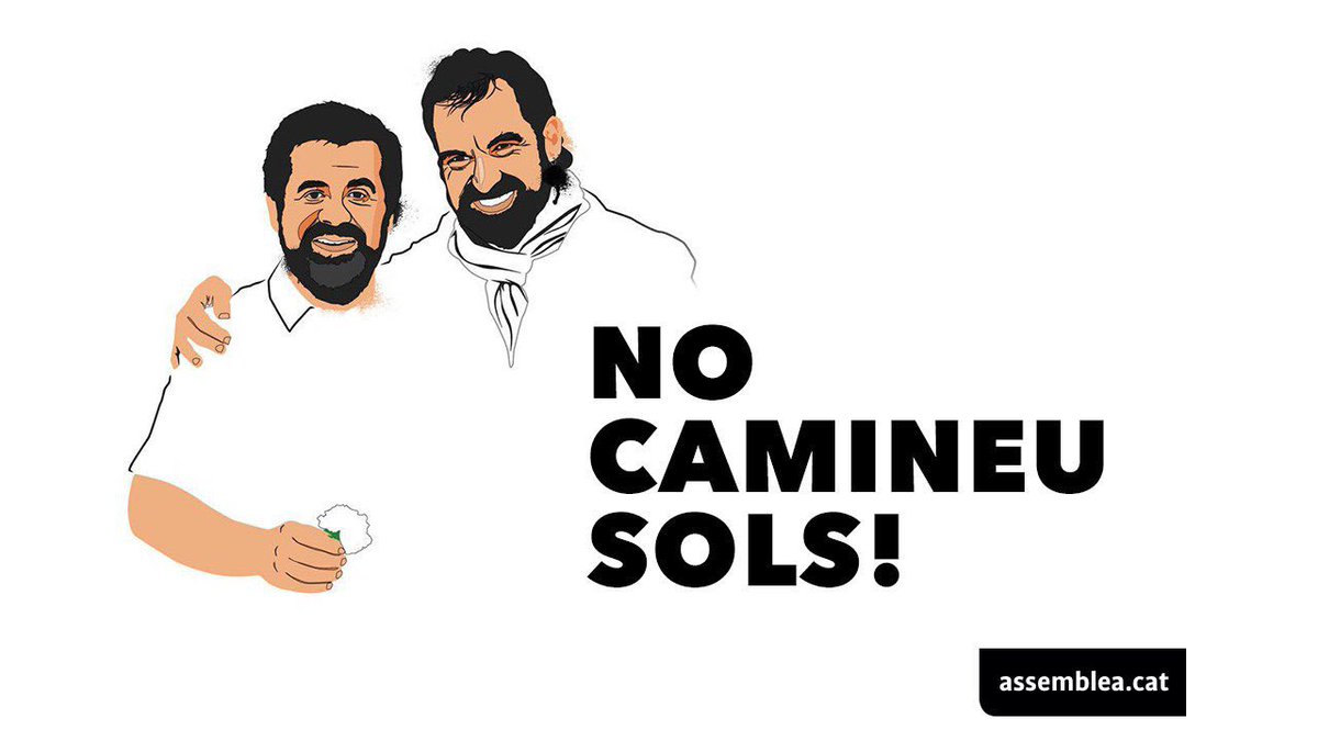 assemblea's tweet photo. Per tot el que hem caminat junts i per tot el que seguirem caminant. Estem amb vosaltres @jordisanchezp i @jcuixart https://t.co/VzpyjQVhNF