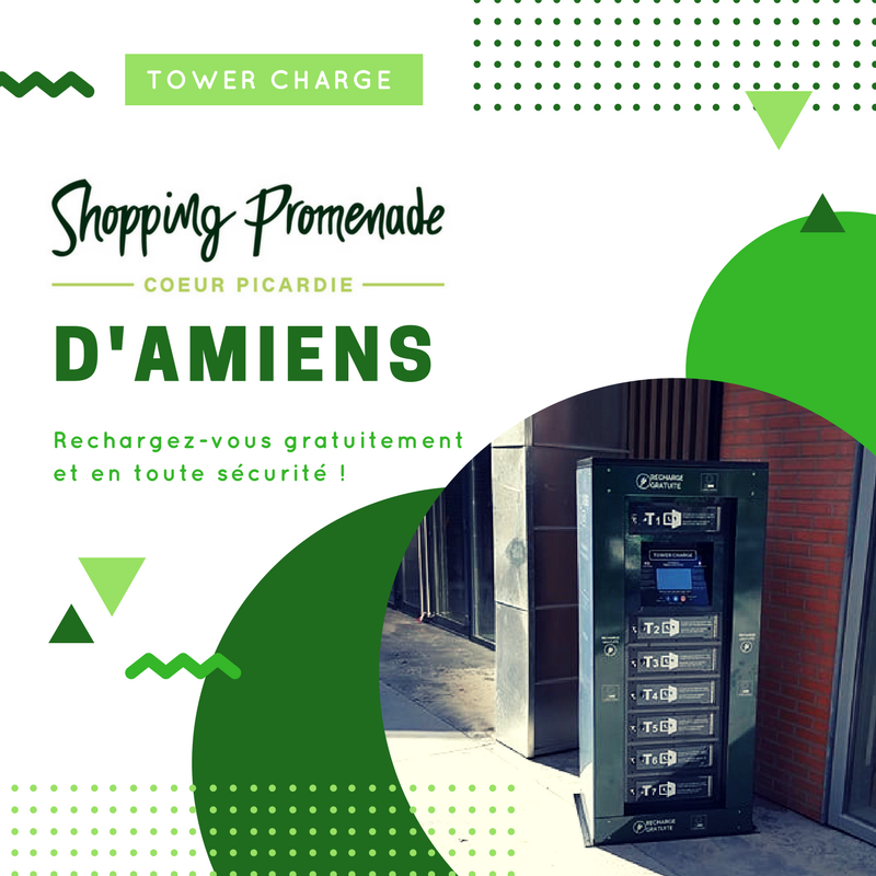 towercharge's tweet photo. Rechargez-vous gratuitement et en toute sécurité au #ShoppingPromenade d'#Amiens pendant votre shopping ! 😀🔋 https://t.co/8nnpj3oeFn