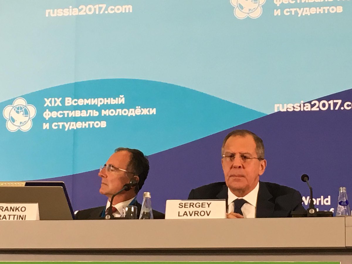SIOItweet's tweet photo. Global Politics How to protect international peace Pres #Frattini and FM #Lavrov speak @wfys2017 #WFYS2017 #SIOI #HelloRussia2017 https://t.co/rWJzc7XXLI