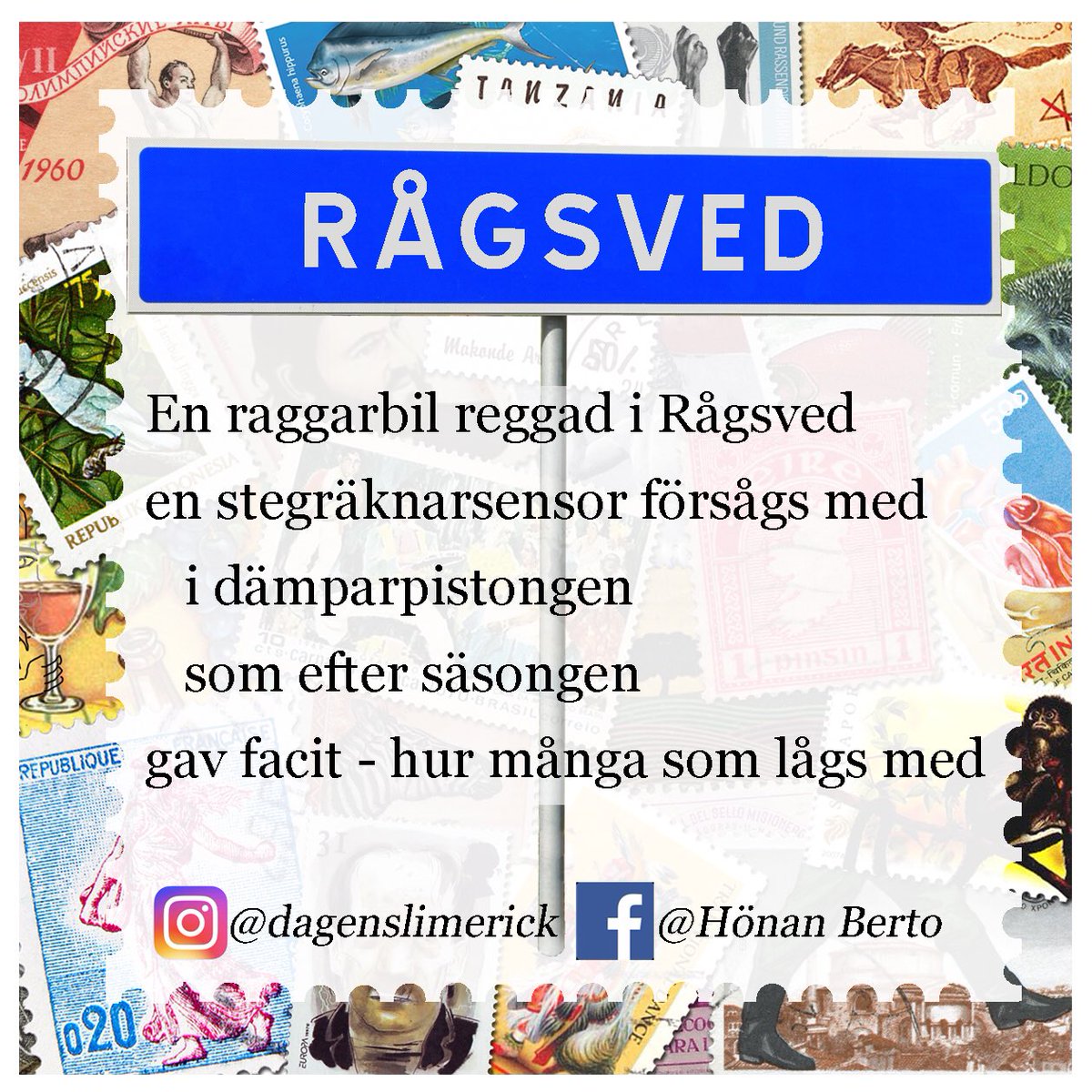 dagenslimerick's tweet photo. #lyrik #limerickar #storpoesi #Rågsved #svårrimmadeorter #raggare #powerbigmeet #stötdämpare #hadebehövtbättreljuddämpare? https://t.co/Oiv03nTXFV