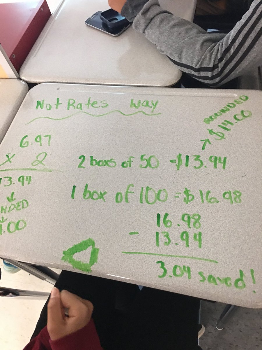 JayJogee's tweet photo. Low prices? 8B has you figured out! Exploring rates through real life contexts @SpringbrookPS #EngageMath #our3act #peelmath https://t.co/eJjcfV7FdV