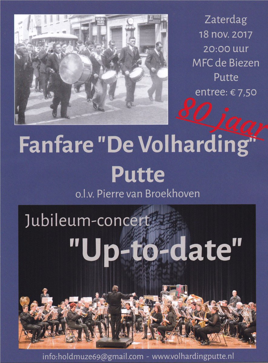 volhardingputte's tweet photo. Jubileumconcert - 18nov - Volharding Putte https://t.co/JFE7GgFoES