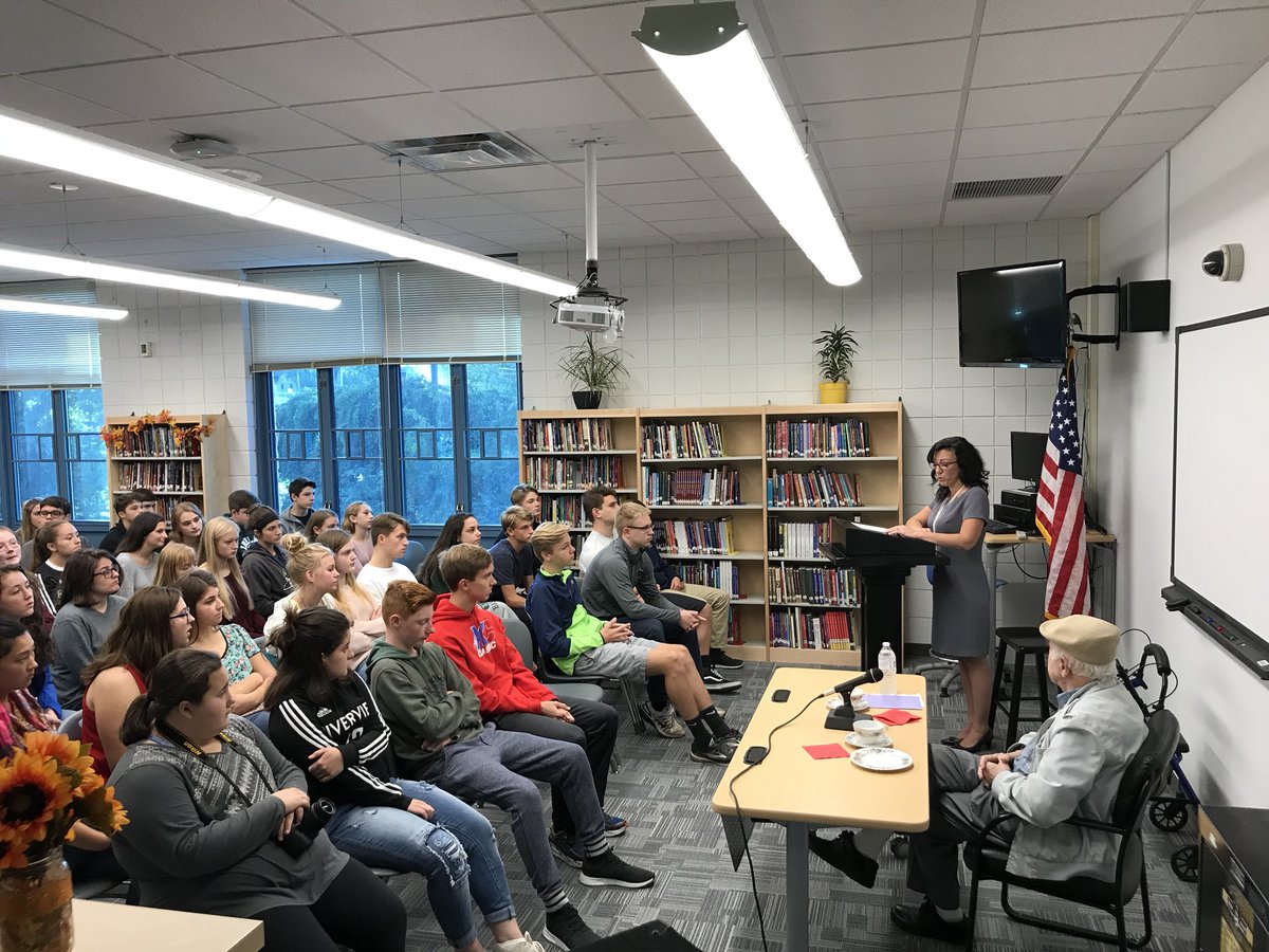 RHS_lib's tweet image. Such an honor to have Mr. Moshe Baran, Holocaust survivor, in our library today.  Mrs. Walsh organized his visit for our sophomores.