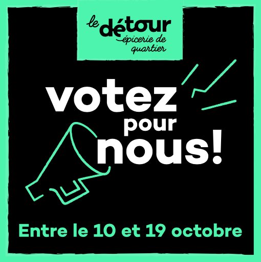 Votez pour le Détour jusqu'à jeudi pour leur permettre de gagner 50 000$ ! fondscommunautaireaviva.org/voting/fr-ca/p… 🥑