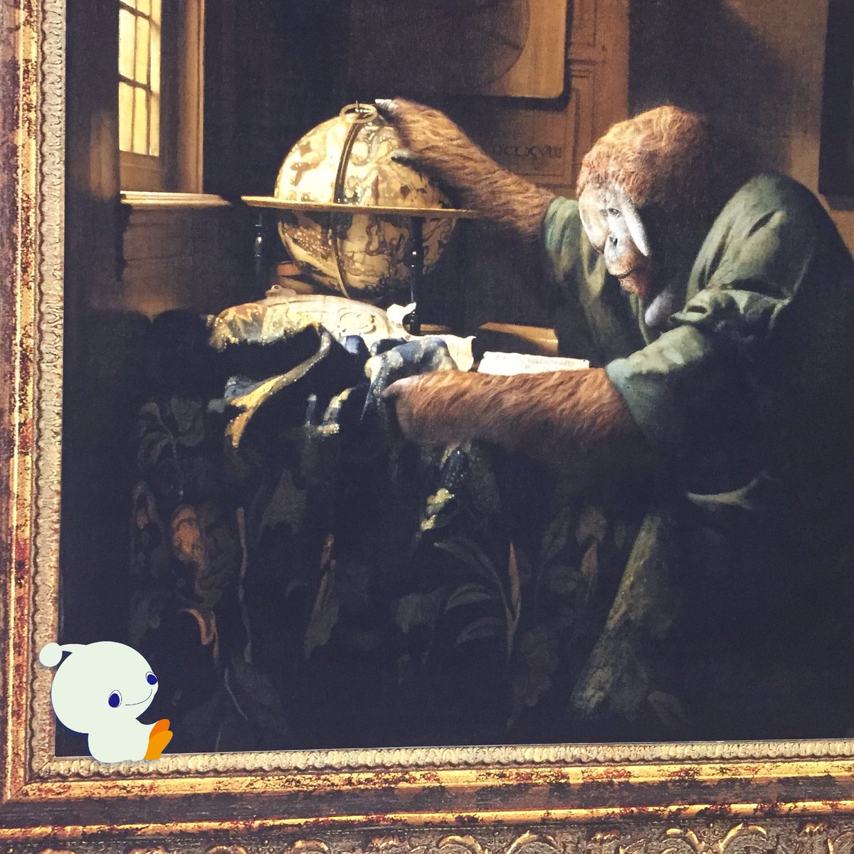よってるん 𝚈𝚘𝚝𝚝𝚎𝚛𝚞𝚗 Auf Twitter こんばんは フェルメールの絵画は 牛乳を注ぐ女 が好き派 よってるんです 渋谷の地下道で フェルメールの 天文学者 によってるん あれ よく見たら学者さんお猿さん 猿の惑星の宣伝ポスターでした 猿の
