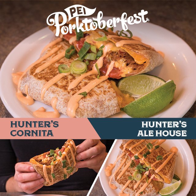 HuntersPEI's tweet photo. PEI Porktoberfest only lasts until Oct 30. Make sure you get your fill of our Hunter's Cornita! That sauce though! #peipork #hunterscorner https://t.co/rCnBZ5kCP3